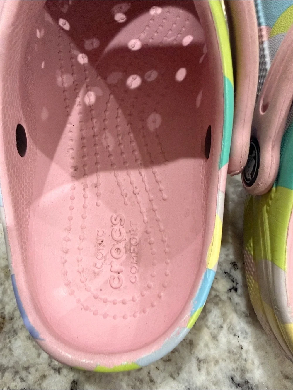 CROCS SzC13 Kids Pastel Multicolor Clog with Pink Strap